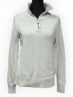 American Eagle Outfitters 1/4 Zip Sweater Women's Small Greige Cotton Pullover